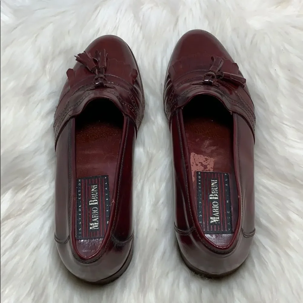 Mario Bruni Brown Brogue Tassel Loafer Sz 9‎